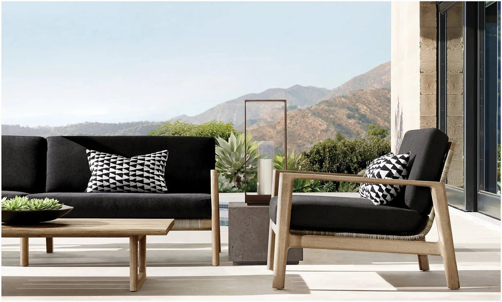 Bonita Springs Collection- Outdoor Premium Teak Wood and Rattan Woven Sofa Set - Sunzout Outdoor Spaces LLC