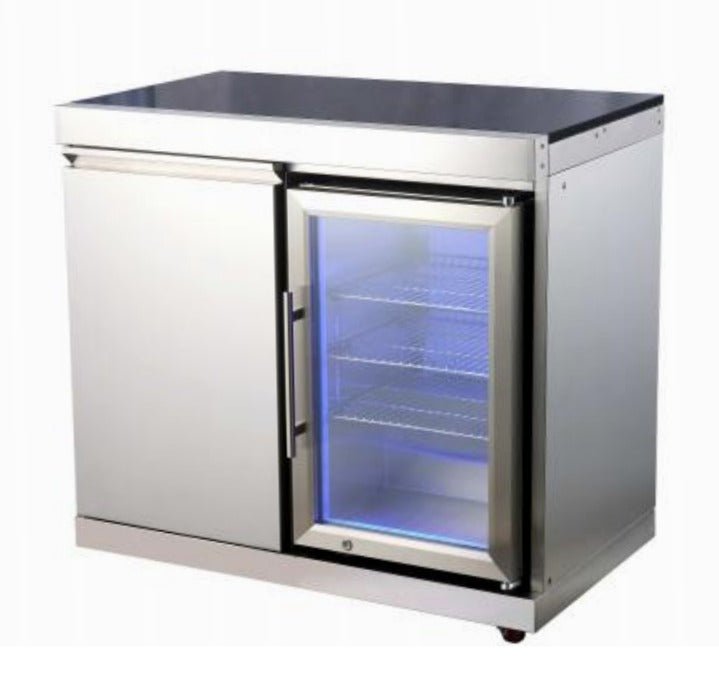 38 inch Stainless Steel Outdoor Refrigerator with side Cabinet, Granite Countertop to be combined to build your own Outdoor Modular Kitchen - Sunzout Outdoor Kitchens