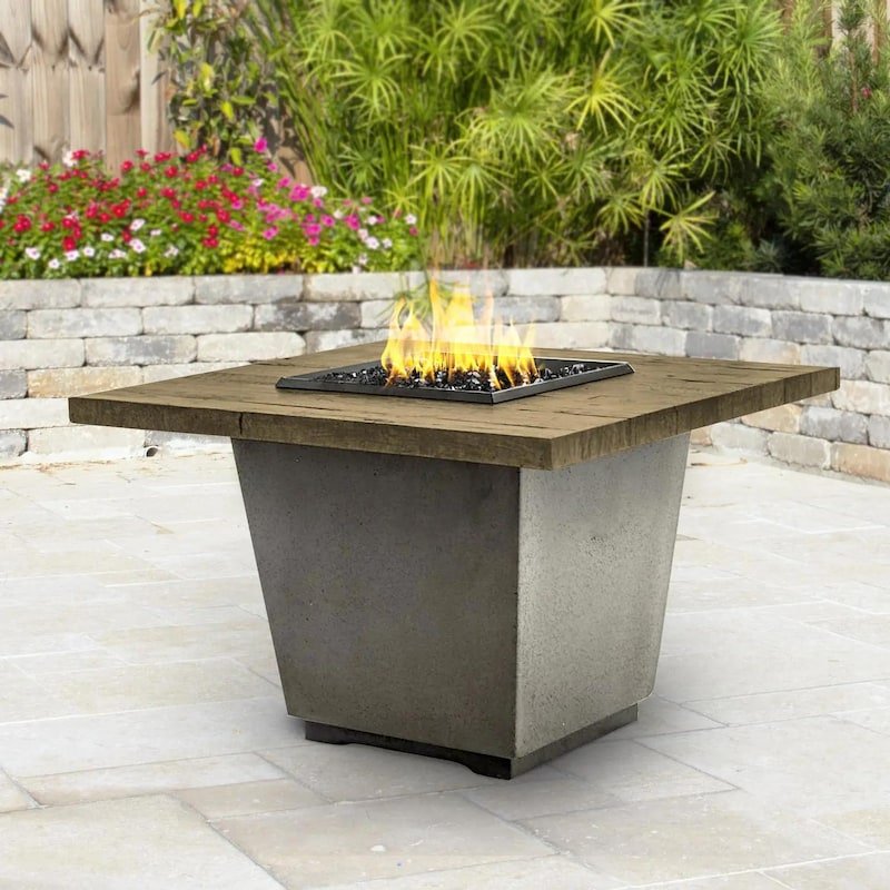 American Fyre Designs Cosmopolitan 36 - Inch French Barrel Oak Propane Gas Square Firetable - ... - American Fyre Designs