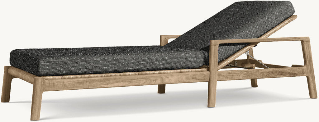 Bonita Springs Collection- Outdoor Premium Teak Wood and Rattan Woven Sun Lounger - Sunzout Outdoor Spaces LLC