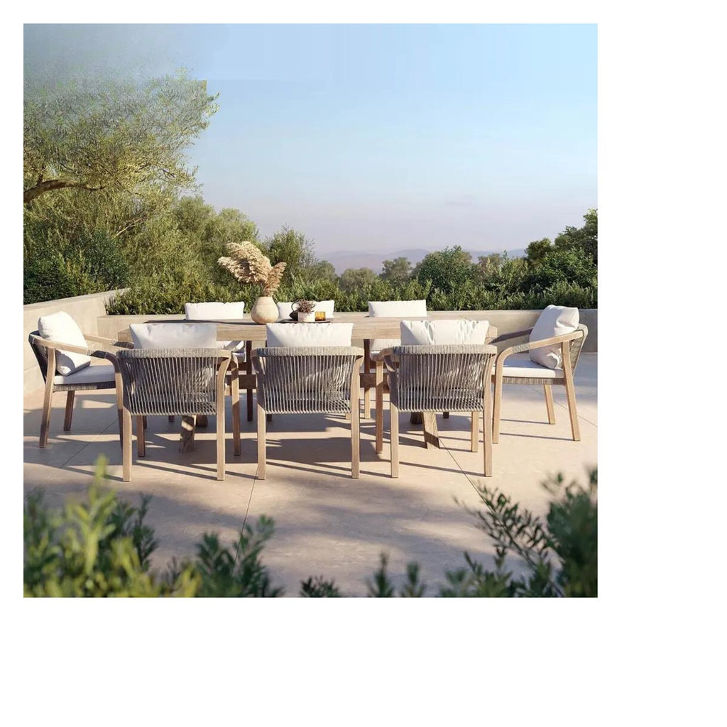 Outdoor All Weather Teak Dining Table and 8 Chairs - Ocean Bay Collection - Sunzout Outdoor Furniture