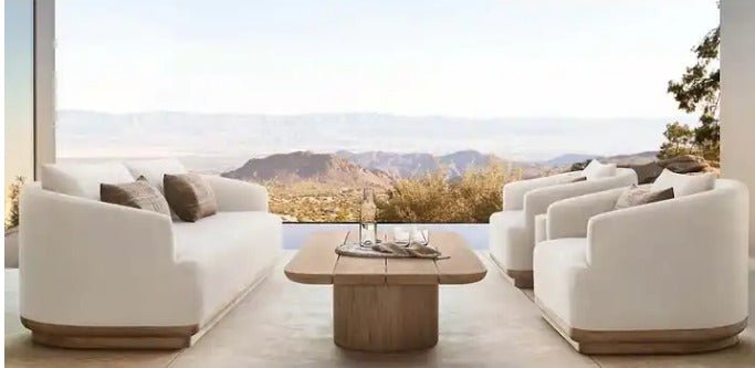 Outdoor Fully Upholstered Teak Sofa Set - Winter Park Collection - Sunzout Outdoor Furniture