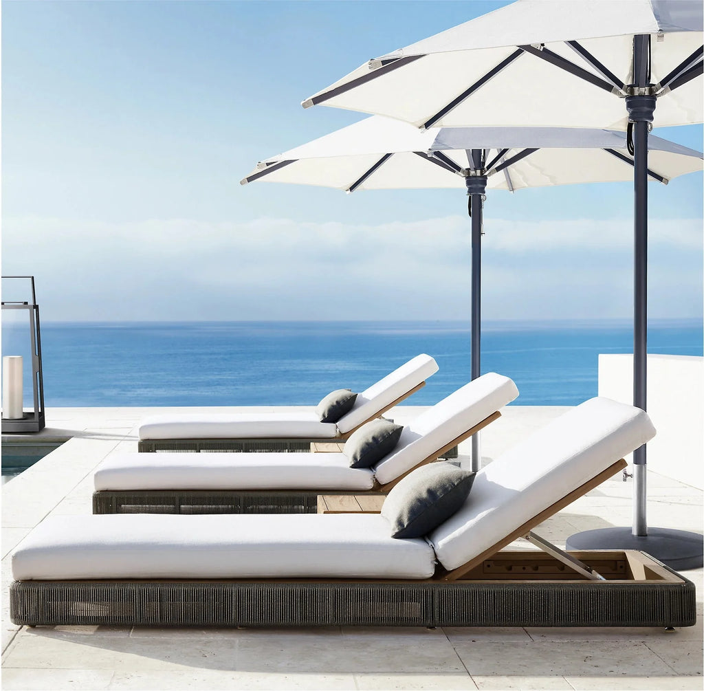 Palm Coast Collection-Outdoor Premium Teak Wood Sun Lounger Rope Design - Sunzout Outdoor Spaces LLC