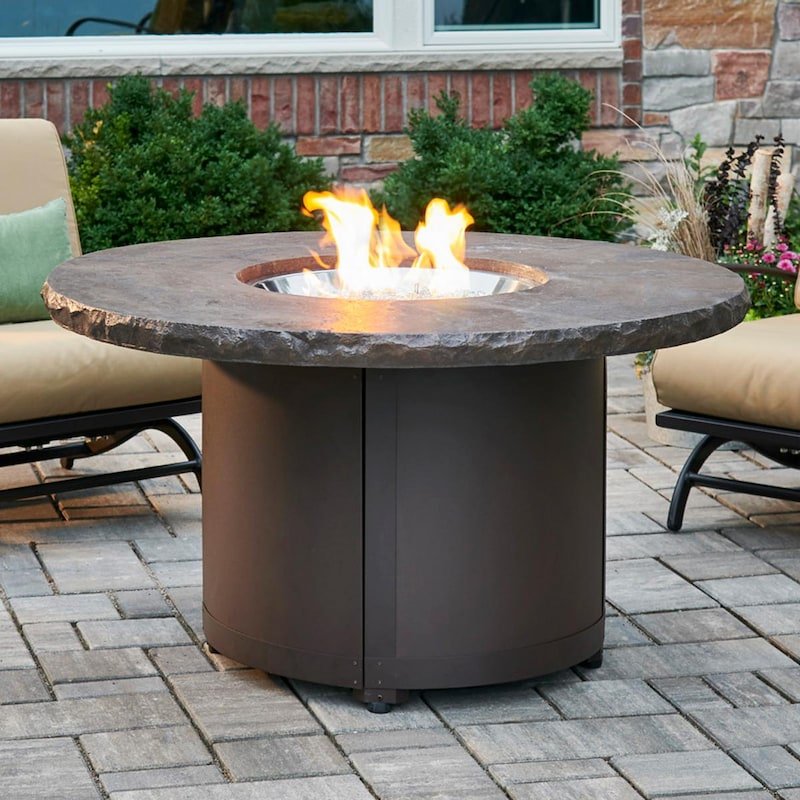 The Outdoor GreatRoom Company Beacon 48 - Inch Round Natural Gas Fire Pit Table with 20 - Inch... - The Outdoor GreatRoom Company