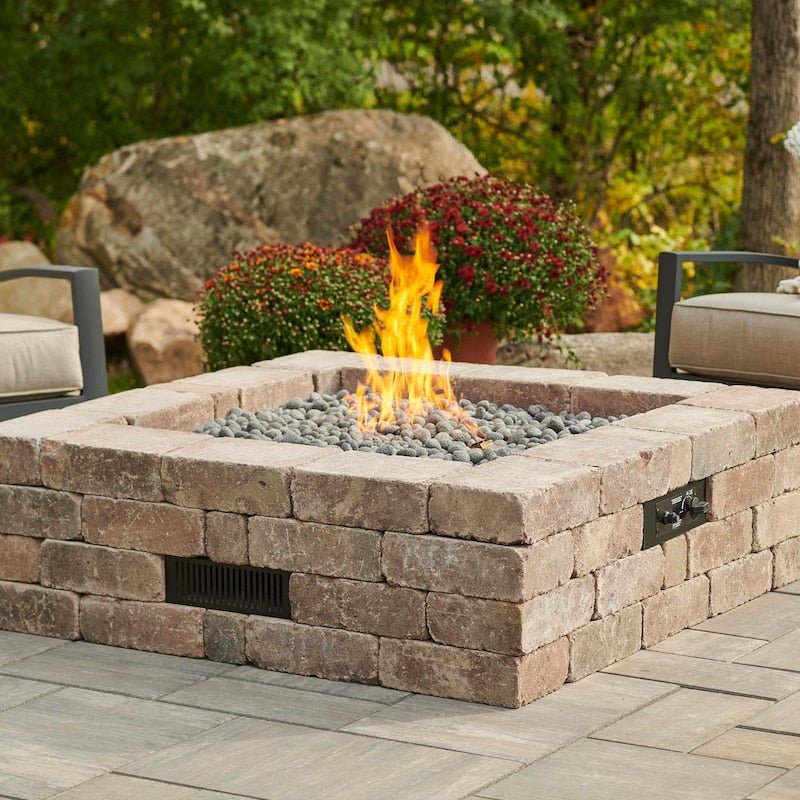 The Outdoor GreatRoom Company Bronson Block 51 - Inch Square Propane Gas Fire Pit Kit with 42 - Inch... - The Outdoor GreatRoom Company