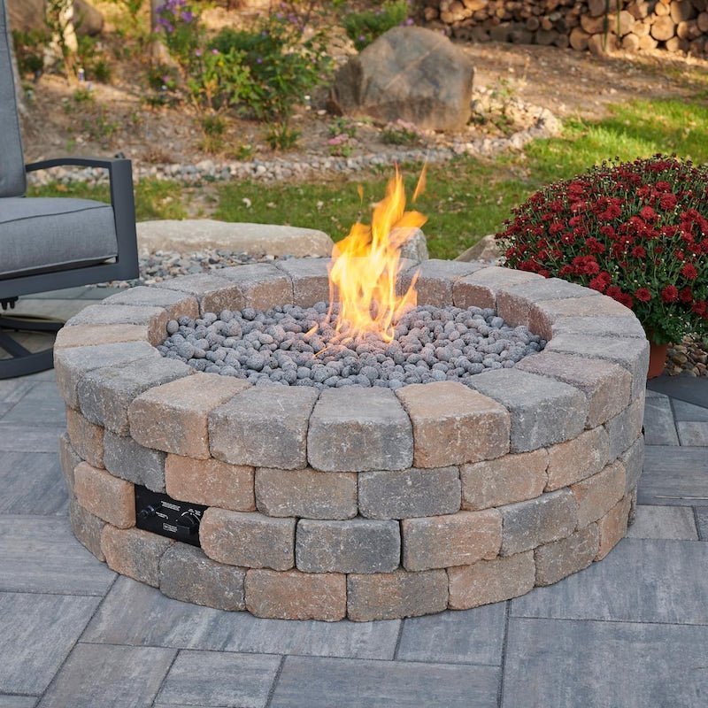 The Outdoor GreatRoom Company Bronson Block 52 - Inch Round Natural Gas Fire Pit Kit with 42 - Inch... - The Outdoor GreatRoom Company