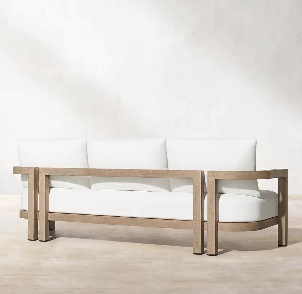 Largo Teak Collection Outdoor All Weather Modern Teak Wood Sofa Set