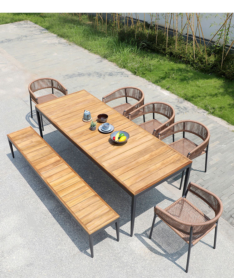 Outdoor All Weather Dining Table with Optional Seating- Montauk Collection