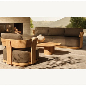 Open image in slideshow, Captiva Teak Collection. Outdoor All Weather Furniture Teak Wood Sofa Set

