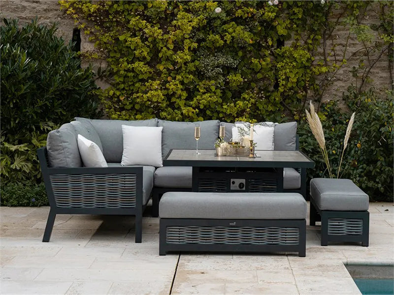 Outdoor All Weather Luxury Sofa Set with Fire Pit Table