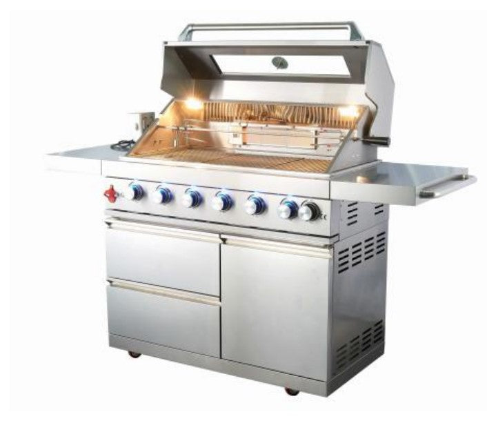 Sunzout 6 Burner Built in- Grill and Cabinet Combo, 43 Inch with Rotisserie, LED Lights