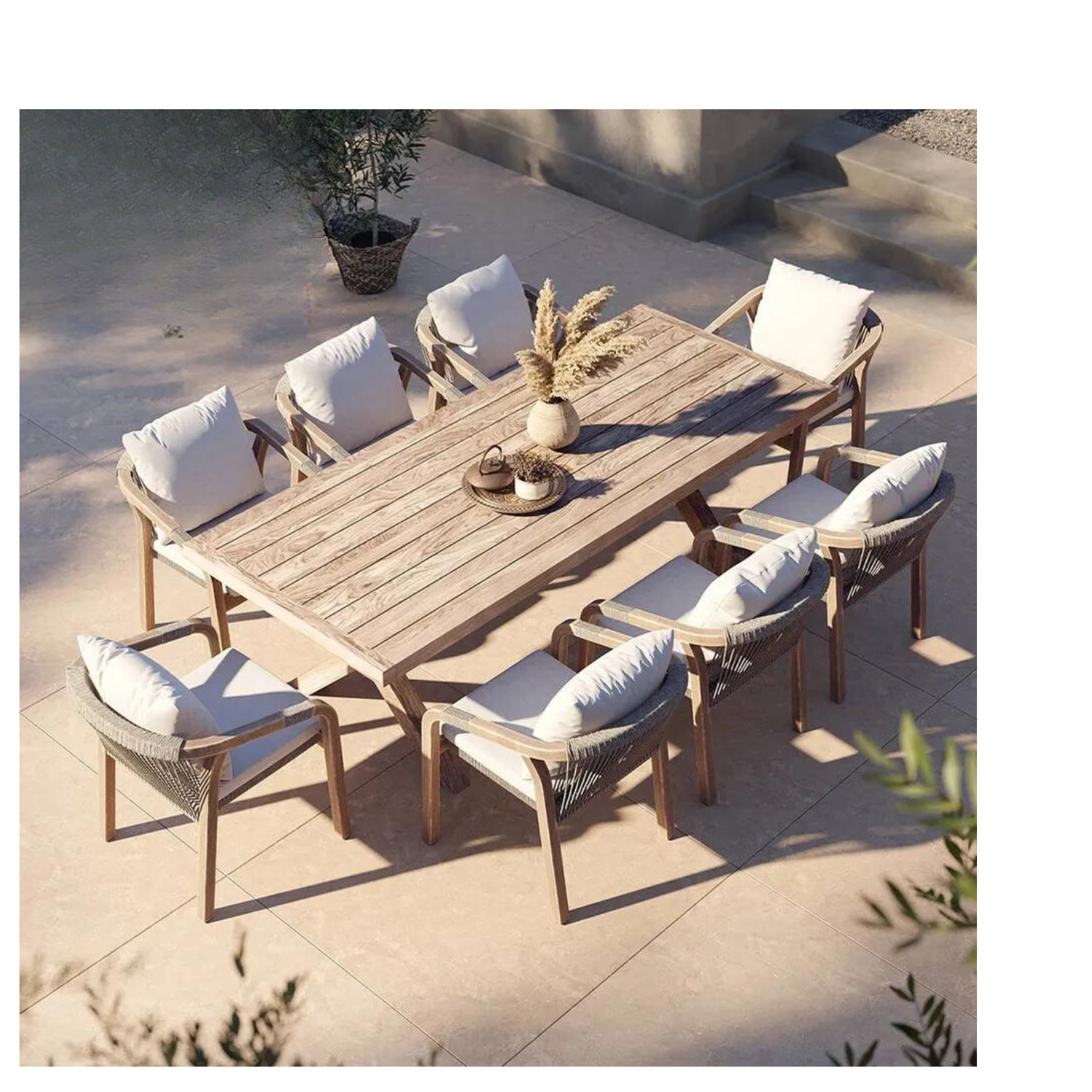 Outdoor All Weather Teak Dining Table and 8 Chairs - Ocean Bay Collection