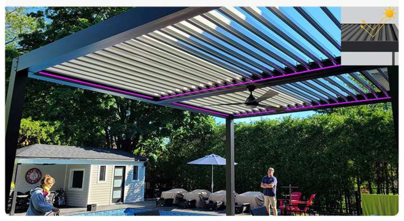 Outdoor Louvered Motorized  Roof System Bioclimatic Pergola-Aluminum