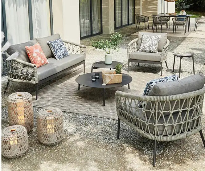Outdoor All-Weather Sofa Set- Fishnet Rope Design