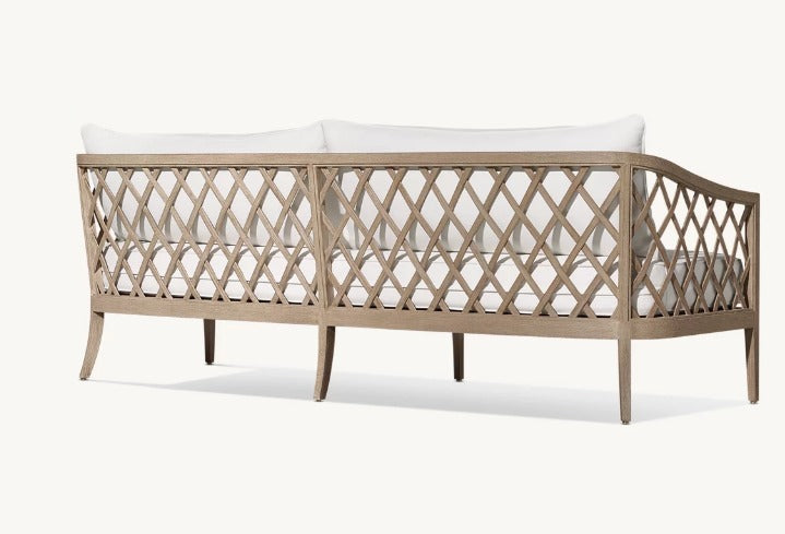 Amagansett Teak Collection Outdoor All-Weather Teak Sofa Set- Crisscross Design