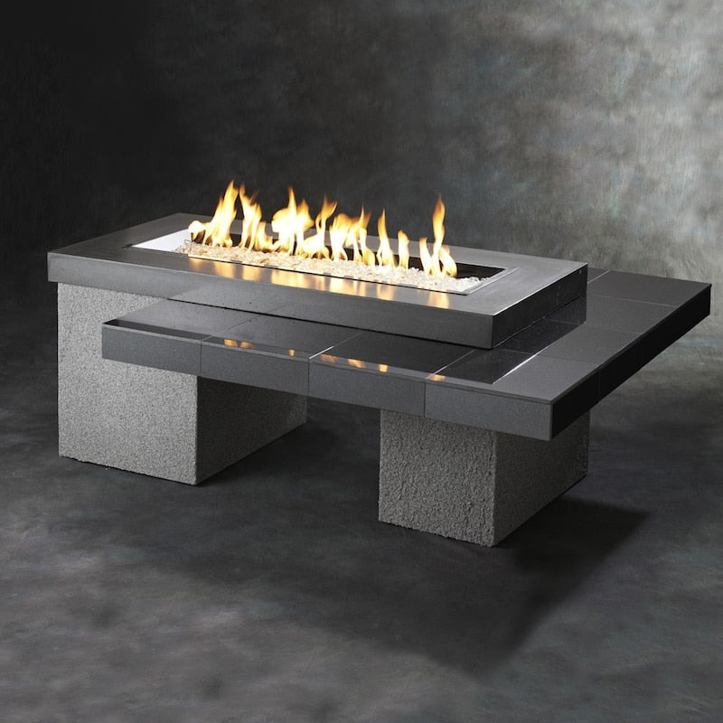 The Outdoor GreatRoom Company Uptown 64-Inch Linear Propane Gas Fire Pit Table with 42-Inch...