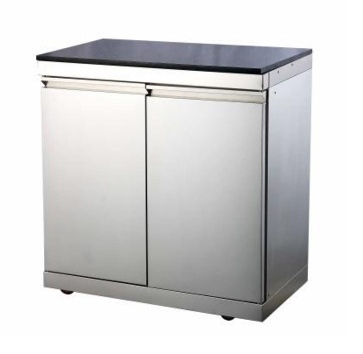 Sunzout brand 124 inch Stainless Steel Modular Outdoor Kitchen with Grill, Side Burner and 2 Full Height Cabinets and a Black Granite Countertop